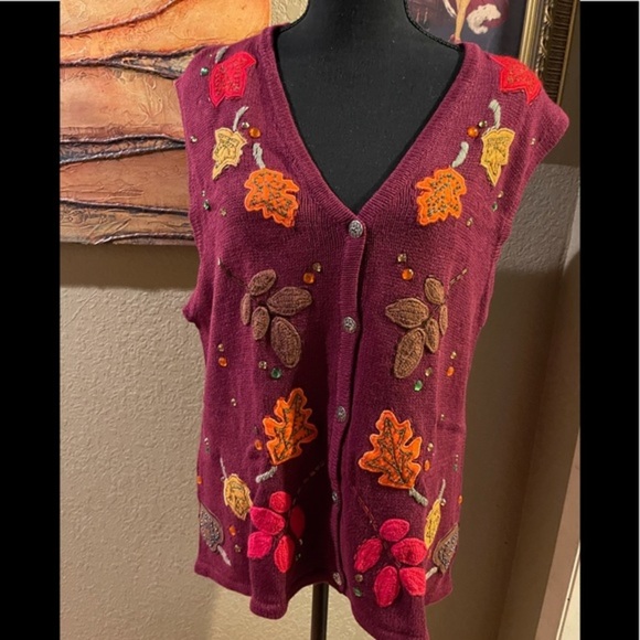 Grandmacore Autumn/Fall Embellished Sweater Vest - Picture 7 of 10